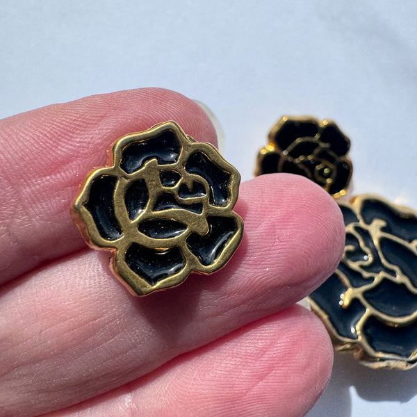 Gold and Black / Flower / Vintage