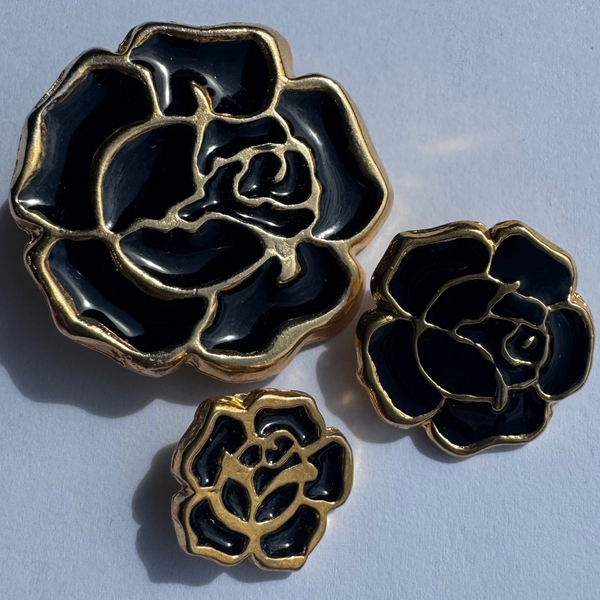 Gold and Black / Flower / Vintage