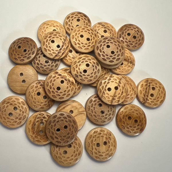 Wooden Button / Etched Edge / 2 Hole